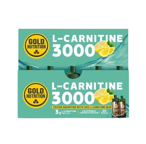 L-Carnitina 3000mg 20x 10ml Limão - GoldNutrition - Crisdietética